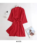 Women Wedding White Bride Robe Red XL