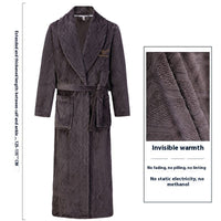 Thick Thermal Velvet Bathrobe With Thin Belt For Men Brown Coffee Hourglass