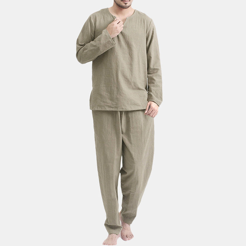 Casual Pajamas Two-piece Thin Breathable And Loose Khaki