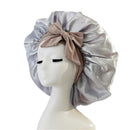 Satin Ribbon Round Bow Elastic Nightcap Silver Free Size