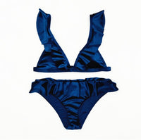 Women Ice Velvet Ruffle Bikini Sets Band