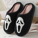 Halloween Skull Cartoon Print Slippers White