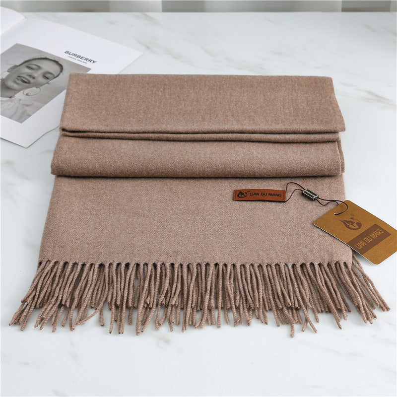 Women's Fashion Scarf Imitation Cashmere FYR330 30 Light Coffee 190x68cm With Tassels