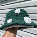 Cute Handmade Knitted Plush Mob Cap For Kids Dark Green