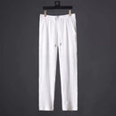 Leisure Suit Summer Loose Short Sleeve Top And Drawstring Trousers Fashion Mens Clothing Single White Pants