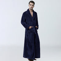 Coral Fleece Nightgown Homewear Thickened Pajamas Navy Blue