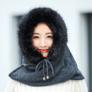 Knitted Rabbit-Fur Hat Grey