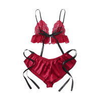 Silk Plus Size Lingerie Sleep Set Wine Red