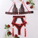 Lace Split Underwear Suit Women Black And Red