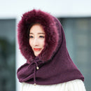 Knitted Rabbit-Fur Hat Red