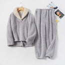 Flannel Pajamas Set Gray Without Embroidery