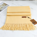 Women's Fashion Scarf Imitation Cashmere FYR330 28 Light Yellow 190x68cm With Tassels