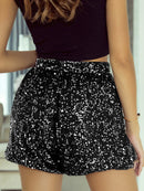 Sequined High Waist Straight Shorts Women