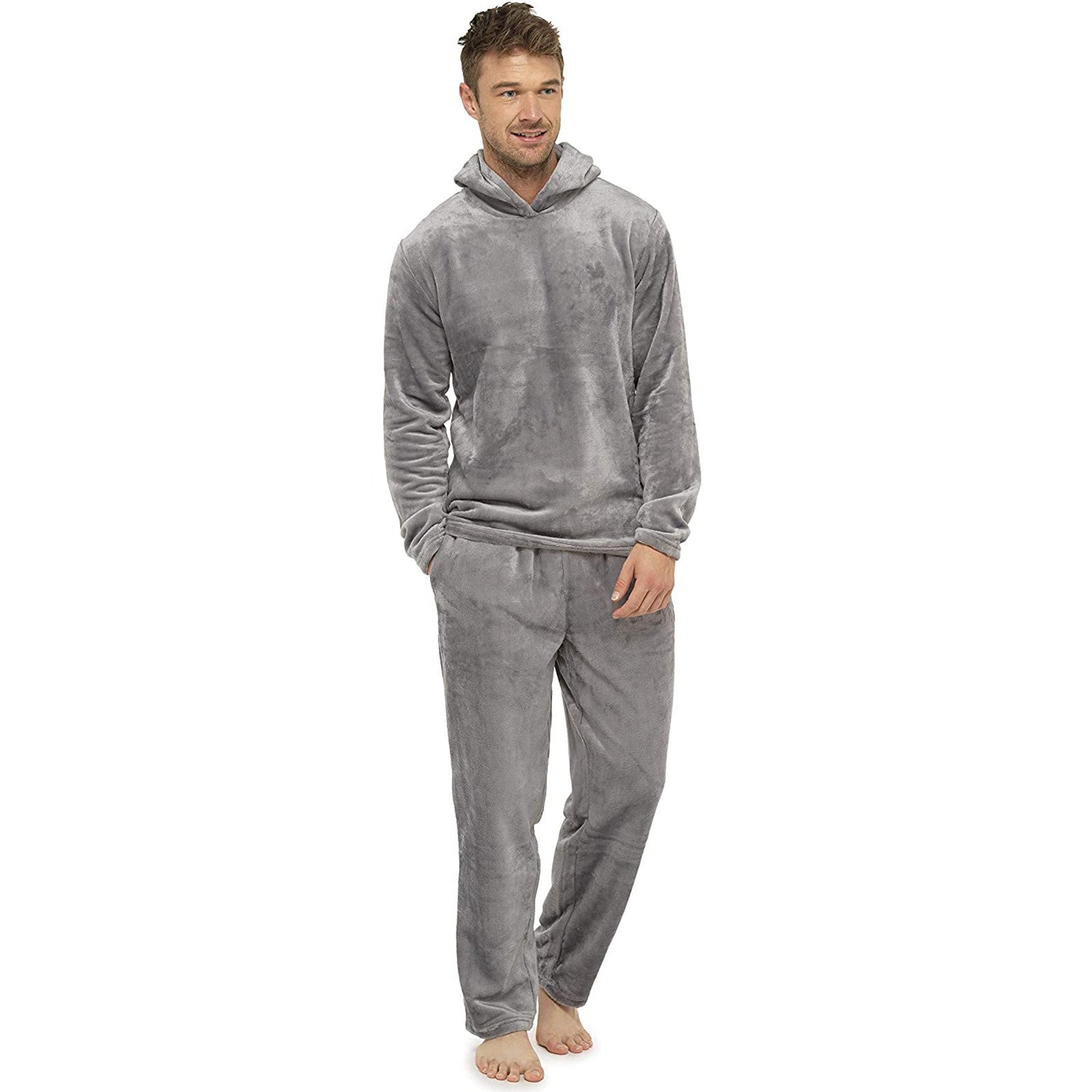 Flannel Grey Simple Home Men's Pajamas Grey