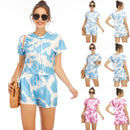 2-Piece Tie-dye Loungewear Athleisure Short-sleeved Suit