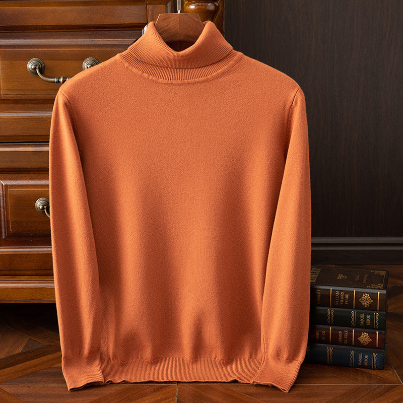 Men's Casual Turtleneck Sweater Keep Warm Caramel Color