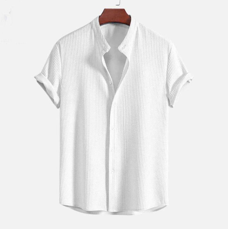 Short Sleeve Loose Shirt Top Summer Mens Clothing White