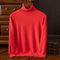 Men's Casual Turtleneck Sweater Keep Warm Bright Red