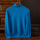 Men's Casual Turtleneck Sweater Keep Warm Sea Blue