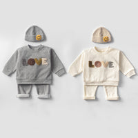 Two-Piece Wool Sweater Suit With LOVE Towel Embroidery For Children