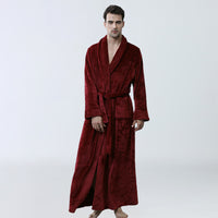 Coral Fleece Nightgown Homewear Thickened Pajamas Wine Red