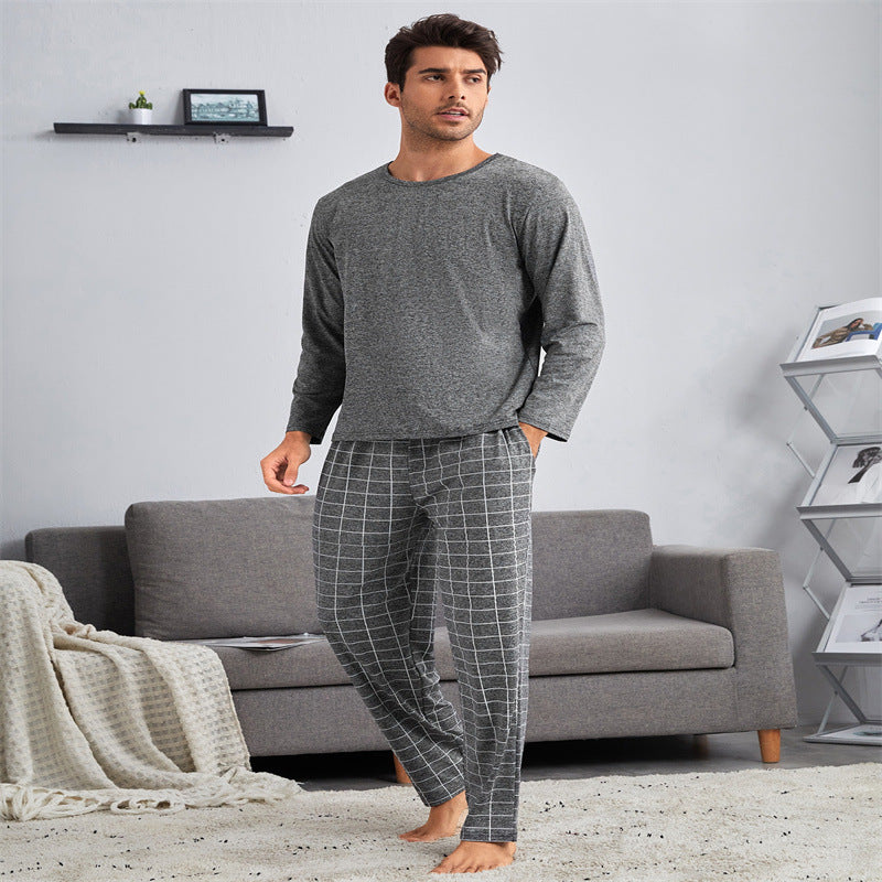 Thin Section Plaid Loungewear Outer Pants Men's Suit