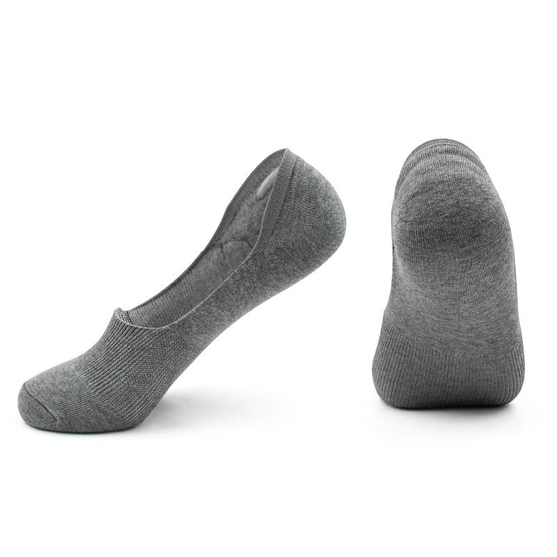 5 Pairs Of Invisible Boat Socks Tight Pure Cotton Shallow Mouth Gray