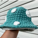 Cute Handmade Knitted Plush Mob Cap For Kids Blue