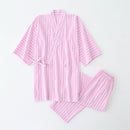 Cotton Washed Pyjamas Suit Women's Lotus Stripe