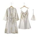 Luxury Simulation Silk Thin Style Sleeping Robe and Gown Sleepwear Set Grey