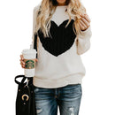 Spring and Autumn Themed Solid Color Pullover Sweater With Love Printed For Women Apricot