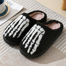 Halloween Skull Cartoon Print Slippers Black