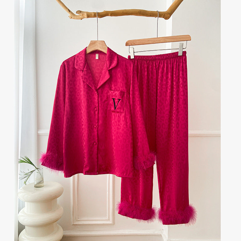 Feather Model Loose Pyjamas For Women M3677 Rose Red