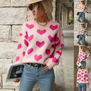 Casual Knitted Long-sleeved Pullover With Love Printed Design For Women