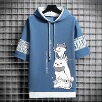 Hoodies Summer Unisex Clothing Blue Asian S