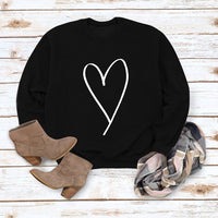 European And American Inspired Top Line Valentine's Day Round Neck Casual Long Sleeve Sweatshirt With Simple Printed Heart Design For Women