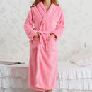 Coral Fleece Long Robe Kimono Gown Pink 3 XL