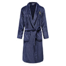 Flannel Robe Kimono Bathrobe Gown Navy Blue 9 M