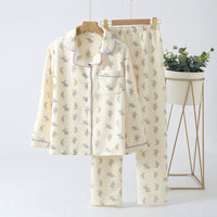 Women's Winter Thick Loose Air Cotton Pajamas Suit Beige Tulip