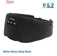 White Noise Bluetooth Sleep Eye Mask Black 2pcs White Noise Versions USB