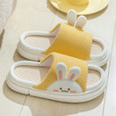 Cute Rabbit Slippers Linen House Shoes Yellow