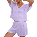 Loose And Comfortable Short-sleeved V-neck Top And Shorts