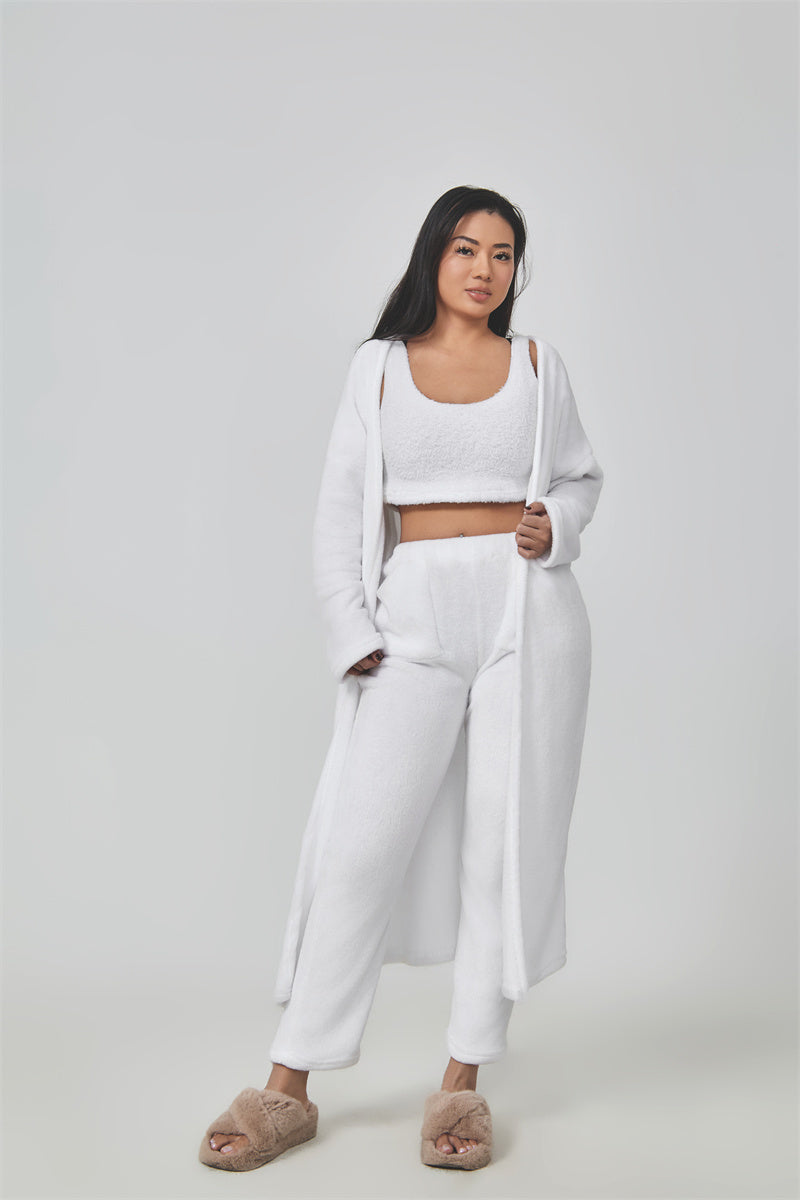 Cozy Pajama Set - 3 Piece Lounge Set White