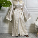 Luxury Printed Satin Cardigan Robe Shallow apricot