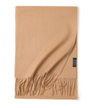 Pure Color Water Ripple Cashmere Warm Scarf Camel 180cm