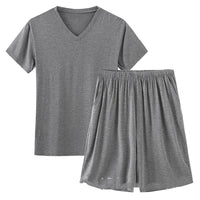 Modal Pajamas Men's Summer Shorts Deep Heather Gray V Neck